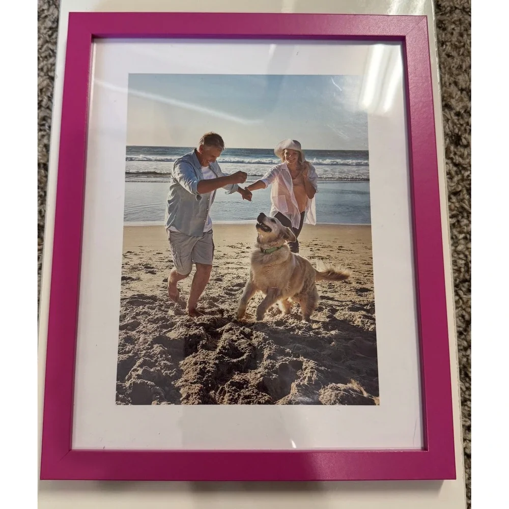Magenta Pink Picture Frame with White Mat 8x10 Modern Gallery Photo Frame 5x7